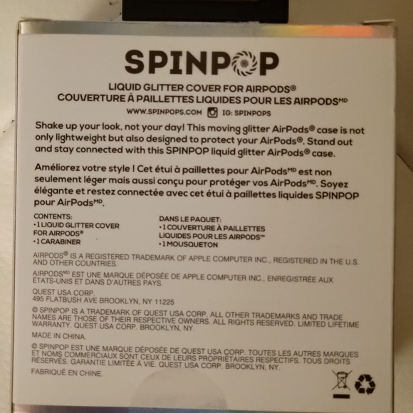Spinpop Liquid Glitter cover for AIRPODS 1st & 2nd Gen. - Picture 3 of 3